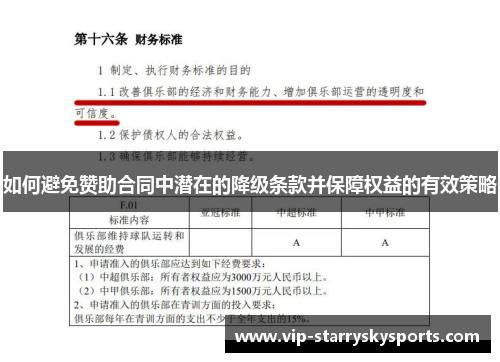 如何避免赞助合同中潜在的降级条款并保障权益的有效策略